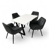 Masa bucatarie cu scaune, set living/dinning, picioare metalice, blat PAL, husa catifea, moderne, 4 persoane