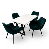 Masa bucatarie cu scaune, set living/dinning, picioare metalice, blat PAL, husa catifea, moderne, 4 persoane