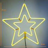 Stea decorativa luminoasa, pentru Craciun, rezistena la apa, suspendabila usa si geam, IP65, dimensiuni 56 x 56 cm, culoare alb cald