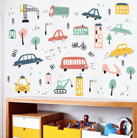 Sticker autocolant de perete pentru camera copilulu, rezistent la zgarieturi si apa, 158x52 cm, diverse modele - BUZ.RO