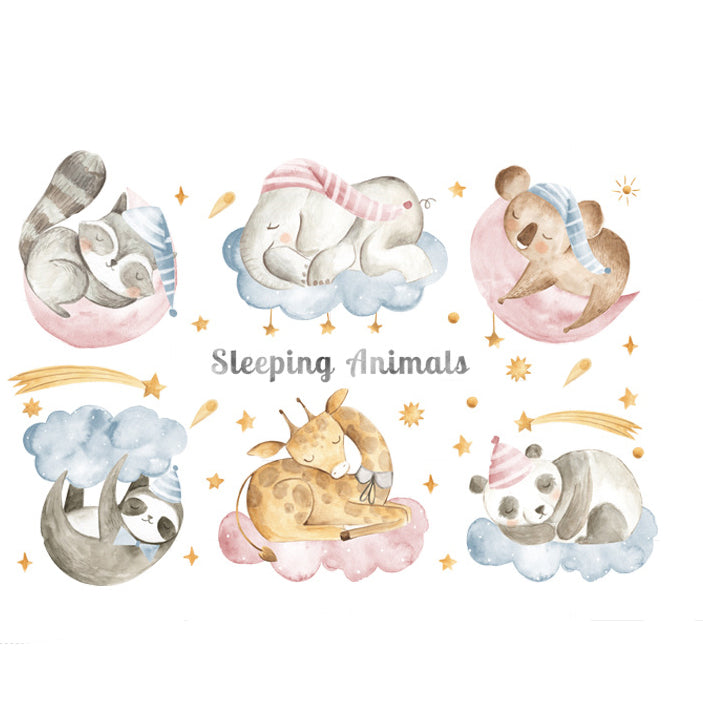 Sticker autocolant de perete pentru camera copilului, animale salbatice,  rezistent la zgarieturi si apa, detasabil, reutilizabil