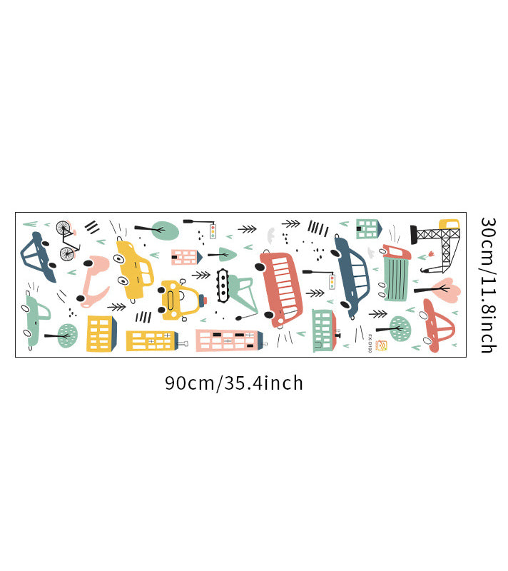 Sticker autocolant de perete pentru camera copilului, masinute, rezistent la zgarieturi si apa, detasabil, 52x70 cm, reutilizabil