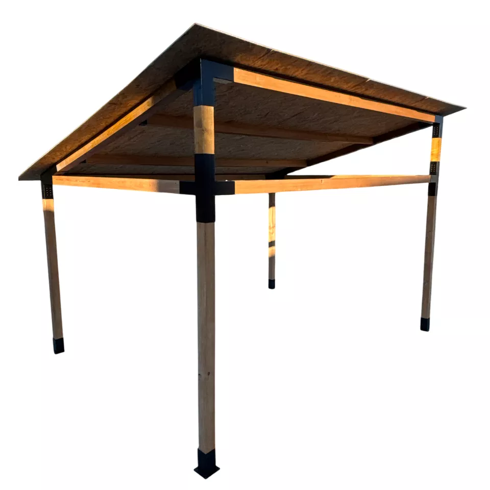 Structura garaj, pergola din lemn rindeluit + imbinari de fier, 3x4 m, pentru gradina/terasa