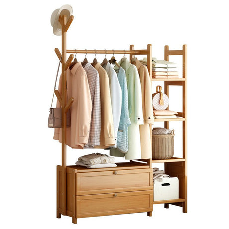 Suport haine cu rafturi , din lemn ,multifunctional , 100x30x158 - BUZ.RO