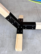 Suport hamac din lemn, stand pentru gradina sau terasa cu conectori metalici, rezistent,330x135x90cm, max 350kg - BUZ.RO