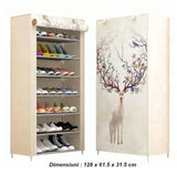 Suport incaltaminte/dulap pantofi, pliabil, 20 de perechi, 7 rafturi, invelis textil, cadru otel, 126 x 60 x 30 , model cerb - BUZ.RO