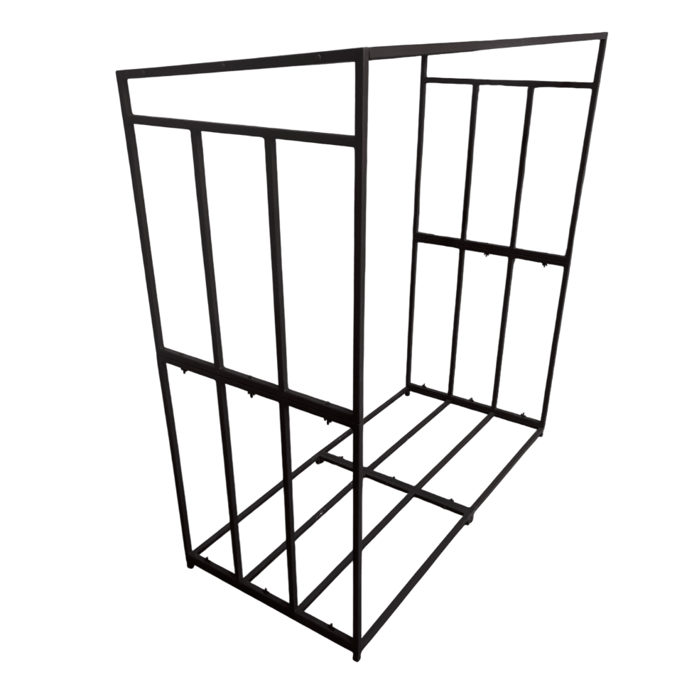 Suport lemne din metal, demontabil – fier, 150x70x150, Negru, buz, - BUZ.RO