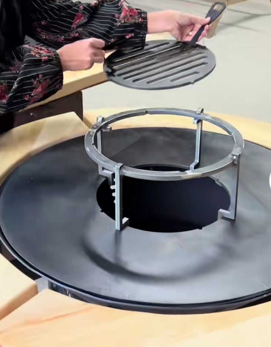 Suport metalic pentru ceaun, din otel, potrivit pentru firepit rotund, 14 cm - BUZ.RO