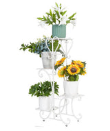 Suport flori metalic, suport plante  cu ghiveci,   
4 etajere separate, 87X50X25 cm, culoare alba