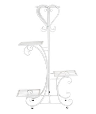 Suport flori metalic, suport plante  cu ghiveci,   
4 etajere separate, 87X50X25 cm, culoare alba