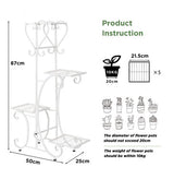 Suport flori metalic, suport plante  cu ghiveci,   
4 etajere separate, 87X50X25 cm, culoare alba