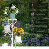 Suport flori metalic, suport plante  cu ghiveci,   
4 etajere separate, 87X50X25 cm, culoare alba