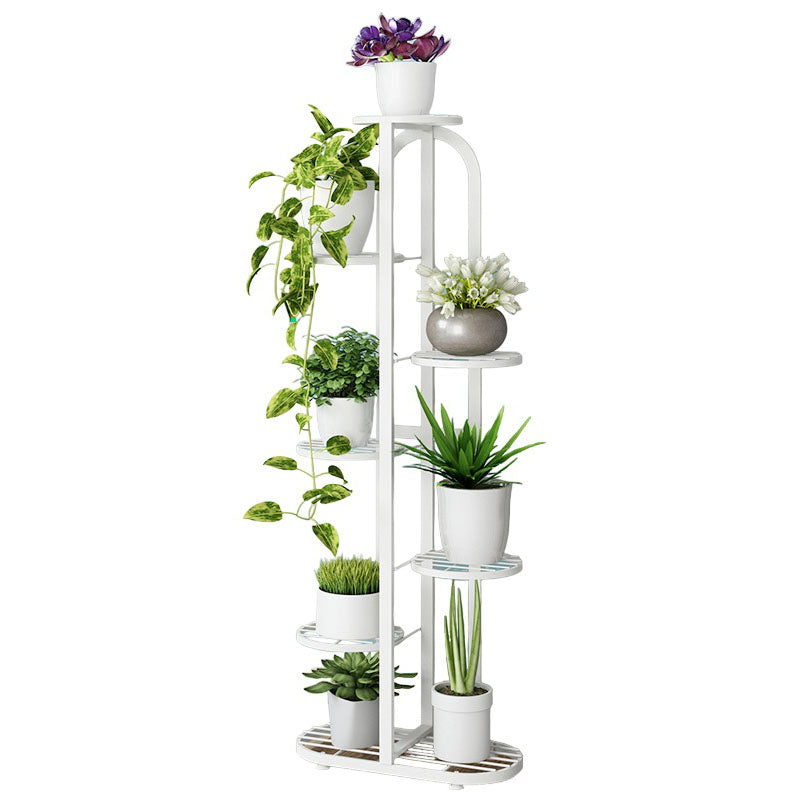 Suport flori metalic, suport plante  cu ghiveci, 7 etajere separate, culoare alba, 125x44.5x22 cm