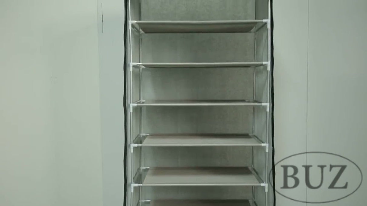 Suport pantofi 20 perechi 7 rafturi, cadru otel, invelis textil, 128x61.5x31.5, cerb - BUZ.RO