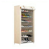 Suport pantofi 20 perechi 7 rafturi, cadru otel, invelis textil, 128x61.5x31.5, cerb - BUZ.RO