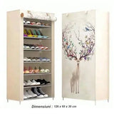 Suport pantofi 20 perechi 7 rafturi, cadru otel, invelis textil, 128x61.5x31.5, cerb - BUZ.RO