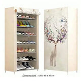 Suport pantofi 20 perechi 7 rafturi, cadru otel, invelis textil, 128x61.5x31.5, cerb