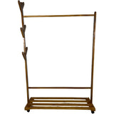 Suport pentru umerase si cuier lateral din lemn, pentru haine, genti, palarii, umbrele, suporta 60 kg, 100 x 160 x 35 cm, maro - BUZ.RO