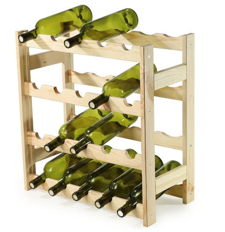 Suport sticle vin, raft vin pentru casa sau pivnita, beci, din lemn, rezistent, 20 sticle, 54.2 x 53 x 25.3 cm - BUZ.RO