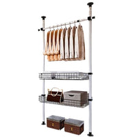 Suport telescopic, suport haine, detasabil, alba, bare rezistente, tavite incluse, 1.1-3.1m inaltime / 0.84m latime