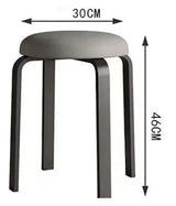 Taburet bucatarie, perna rotunda, sufragerie, piele ecologica, gri, 46x30x30 - BUZ.RO