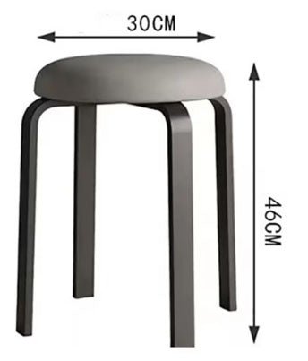 Taburet bucatarie, perna rotunda, sufragerie, piele ecologica, gri, 46x30x30 - BUZ.RO