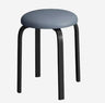 Taburet bucatarie, perna rotunda, sufragerie, piele ecologica, gri, 46x30x30 - BUZ.RO
