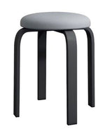 Taburet bucatarie, perna rotunda, sufragerie, piele ecologica, gri, 46x30x30 - BUZ.RO
