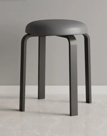 Taburet bucatarie, perna rotunda, sufragerie, piele ecologica, gri, 46x30x30 - BUZ.RO