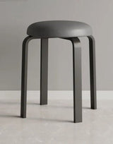 Taburet bucatarie, perna rotunda, sufragerie, piele ecologica, gri, 46x30x30 - BUZ.RO