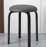Taburet bucatarie, perna rotunda, sufragerie, piele ecologica, gri, 46x30x30 - BUZ.RO