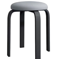 Taburet bucatarie, perna rotunda, sufragerie, piele ecologica, gri, 46x30x30