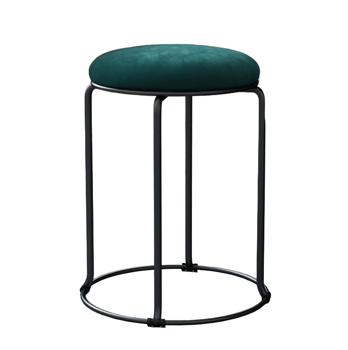 Taburet stivuibil cu cadru metalic, tapitat verde, 46 x 30 cm