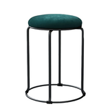 Taburet stivuibil cu cadru metalic, tapitat verde, 46 x 30 cm