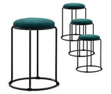 Taburet stivuibil cu cadru metalic, tapitat verde, 46 x 30 cm