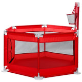 Tarc copii, hexagonal, interior, exterior, cos basket inclus, pereti pentru siguranta, rosu, 125x112x65 cm - BUZ.RO