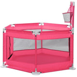 Tarc pentru copii hexagonal, pentru interior/exterior, cu cos de baschet, 30 bile incluse, roz, 125x112x65 cm, buz - BUZ.RO