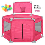Tarc pentru copii hexagonal, pentru interior/exterior, cu cos de baschet, 30 bile incluse, roz, 125x112x65 cm, buz - BUZ.RO