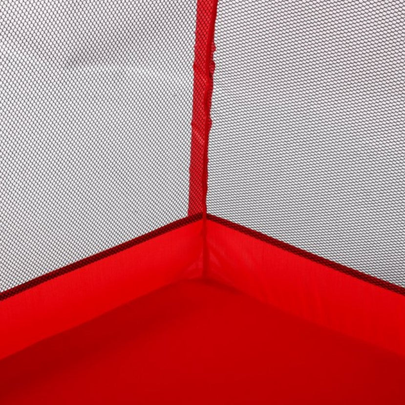 Tarc copii, hexagonal, interior, exterior, cos basket inclus, pereti pentru siguranta, rosu, 125x112x65 cm