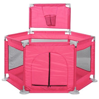 Tarc pentru copii hexagonal, pentru interior/exterior, cu cos de basket, pereti pentru siguranta, roz, 125x112x65 cm