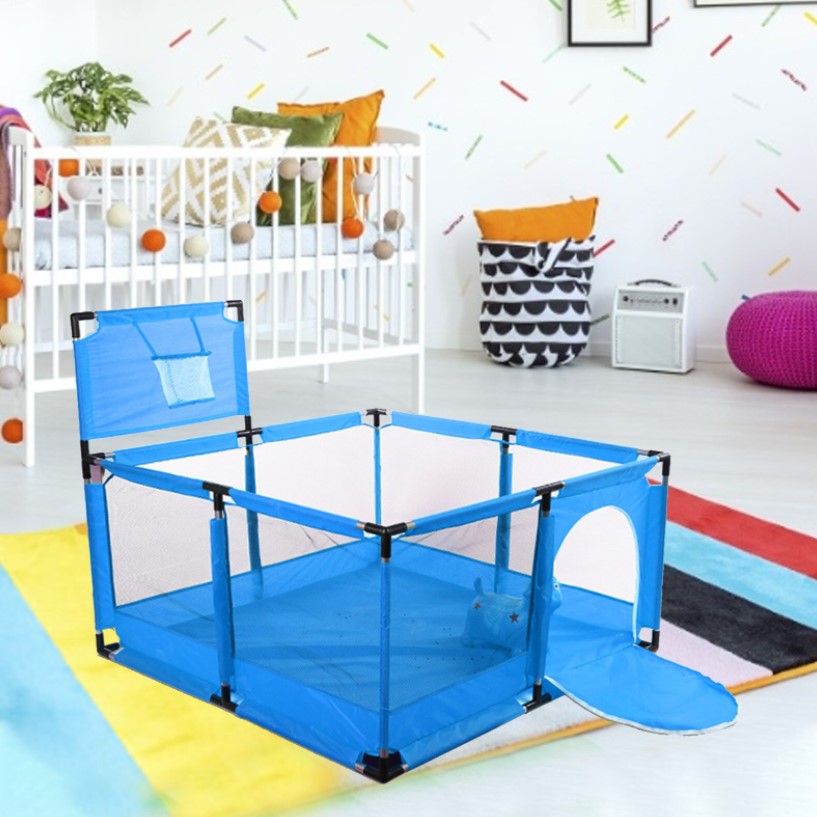 Tarc pentru copii, set de joaca, cu cos de baschet , pereti pentru siguranta, pentru interior/exterior, rosu, 126x126x66, buz roz