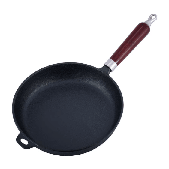 Tigaie din fonta|maner lemn| Inductie| diamentru 30cm|Multifunctionala| Rezistenta La Temperaturi Ridicate| Maner Confortabil| Ideala Prajit Copt - BUZ.RO