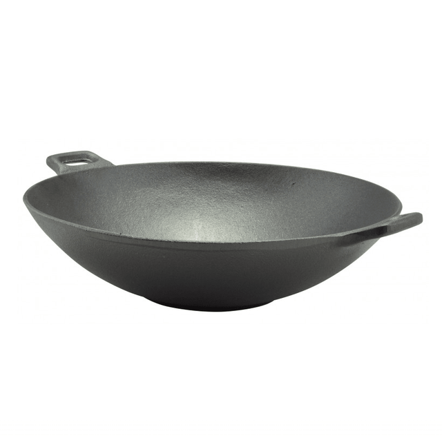 Tigaie wok din fonta pura| Inductie| diamentru 31 cm|Multifunctional| Rezistenta La Temperaturi Ridicate| Ideala Prajit Copt - BUZ.RO