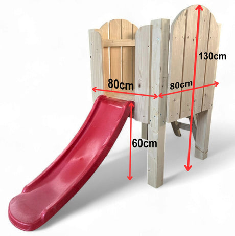 Tobogan complex lemn cu scarita, set joaca, podina, 2 - 5 ani, 130x80cmx80cm - BUZ.RO