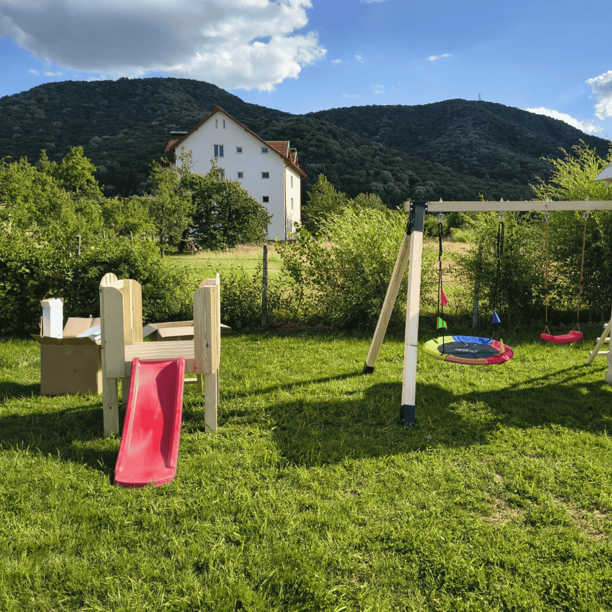 Topogan copii ,Tpogane ,complex lemn cu scarita, set joaca, podina, 2-5 ani, 130x80cmx80cm - BUZ.RO