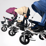 Tricicleta copii, cu copertina, scaun reversibil 360 grade, pozitie de somn, suport picioare, loc depozitare, mov - BUZ.RO