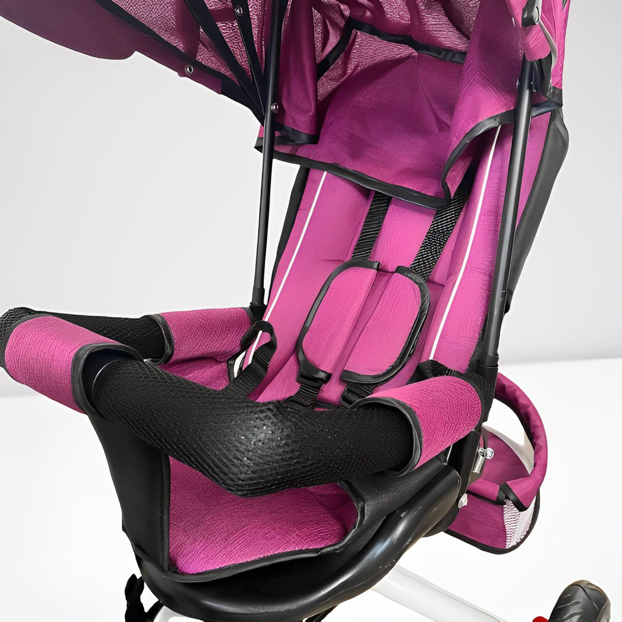 Tricicleta copii, cu copertina, scaun reversibil 360 grade, pozitie de somn, suport picioare, loc depozitare, mov - BUZ.RO