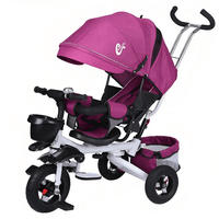 Tricicleta copii, cu copertina, scaun reversibil 360 grade, pozitie de somn, suport picioare, loc depozitare, mov