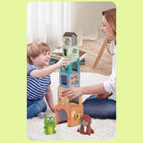 Turn Montessori, 6 cuburi din carton, cuburi stivuibile, cu forme, cifre si animale, 3 ani - BUZ.RO