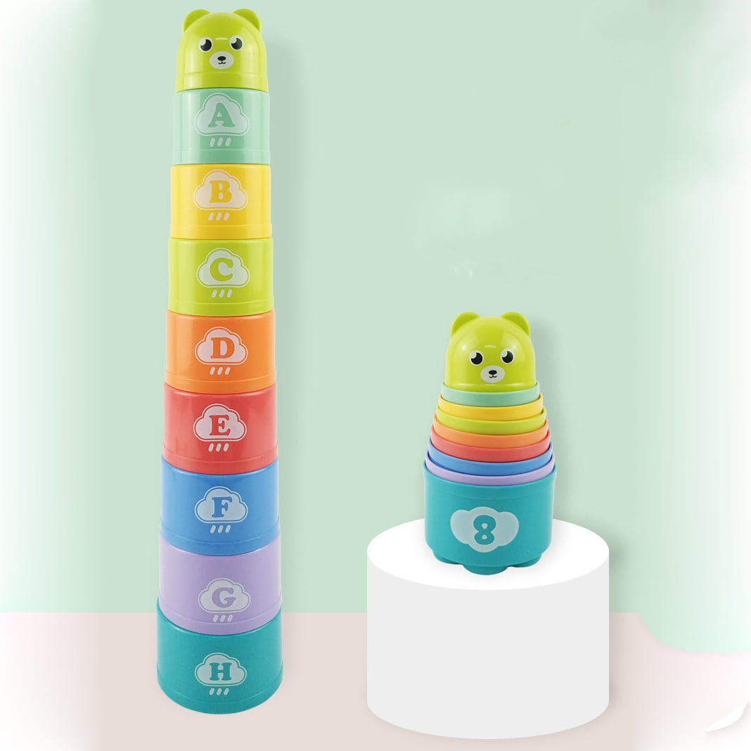 Cuburi de stivuit, cuburi colorate, turnulet din cuburi, set de construit cu numere si litere